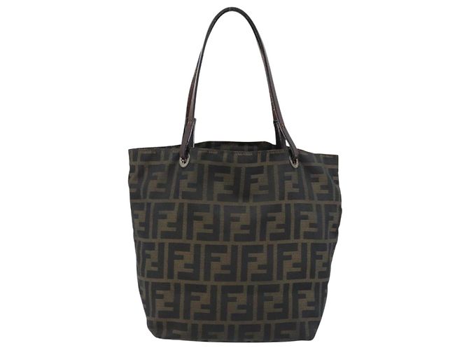 Borsa a mano in tela Zucca FENDI nera e marrone Auth ep13621 Nero - vista 2