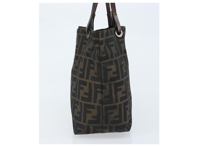 Borsa a mano in tela Zucca FENDI nera e marrone Auth ep13621 Nero - vista 3