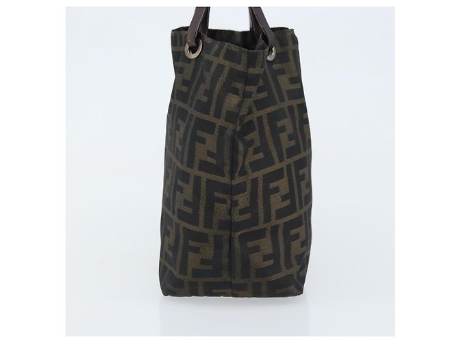 Borsa a mano in tela Zucca FENDI nera e marrone Auth ep13621 Nero - vista 4