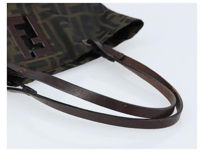 Borsa a mano in tela Zucca FENDI nera e marrone Auth ep13621 Nero - vista 7