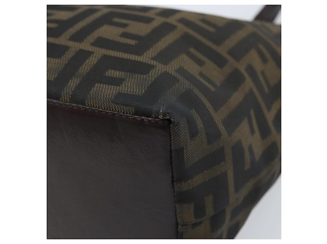 Borsa a mano in tela Zucca FENDI nera e marrone Auth ep13621 Nero - vista 9