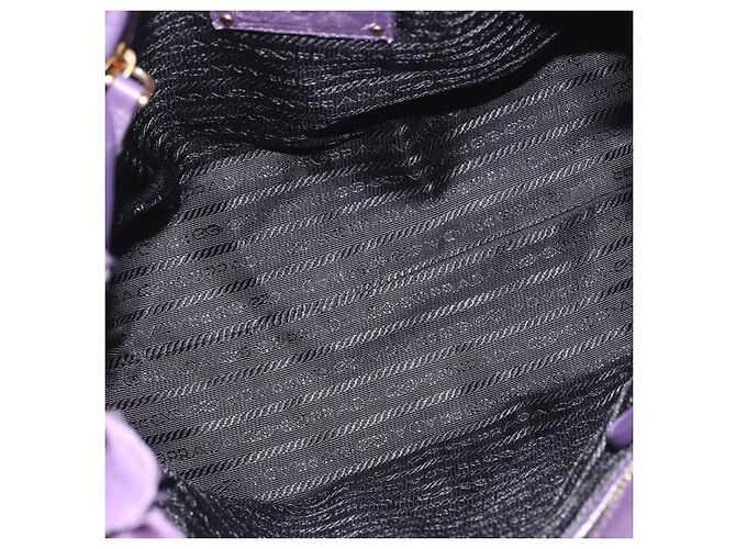PRADA Borsa a mano in nylon pelle viola oro Auth 173998 D'oro Porpora - vista 11