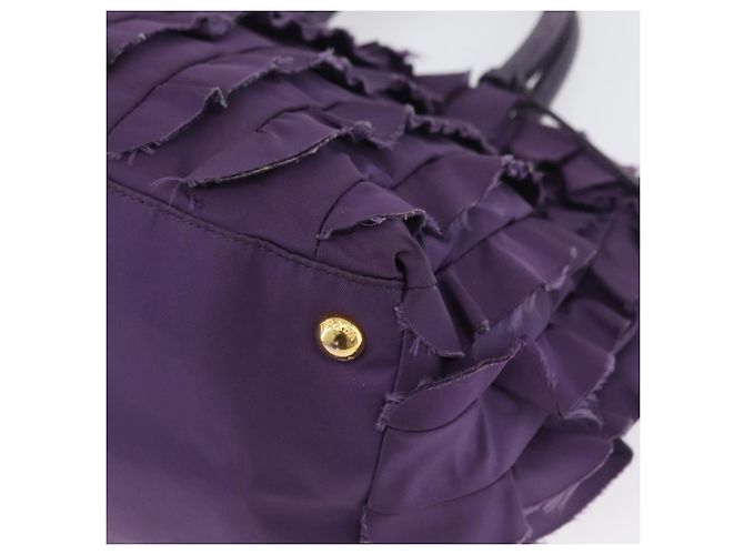 PRADA Borsa a mano in nylon pelle viola oro Auth 173998 D'oro Porpora - vista 14