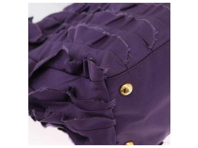 PRADA Borsa a mano in nylon pelle viola oro Auth 173998 D'oro Porpora - vista 15