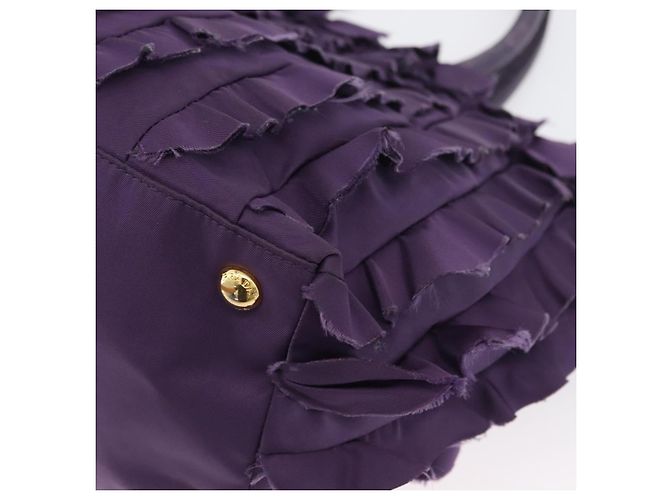PRADA Borsa a mano in nylon pelle viola oro Auth 173998 D'oro Porpora - vista 16