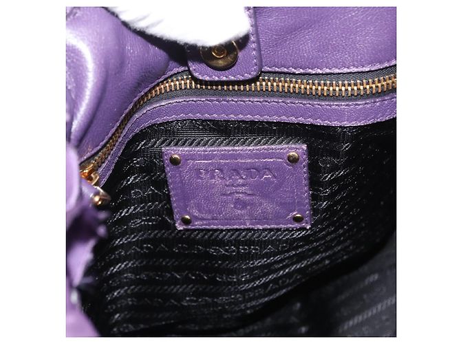 PRADA Borsa a mano in nylon pelle viola oro Auth 173998 D'oro Porpora - vista 17