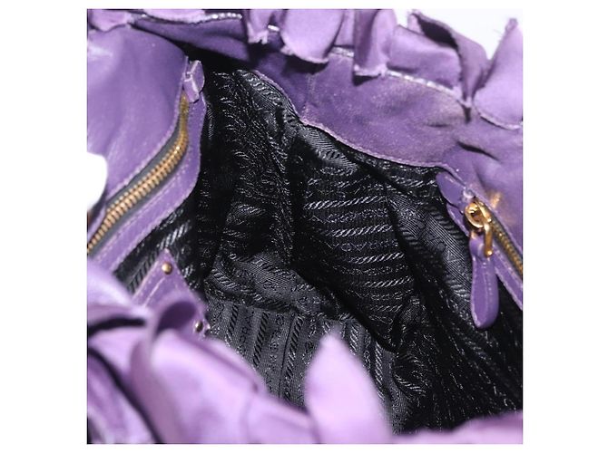 PRADA Borsa a mano in nylon pelle viola oro Auth 173998 D'oro Porpora - vista 18