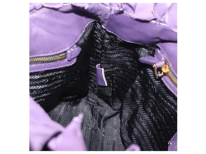 PRADA Borsa a mano in nylon pelle viola oro Auth 173998 D'oro Porpora - vista 19