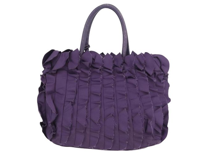 PRADA Borsa a mano in nylon pelle viola oro Auth 173998 D'oro Porpora - vista 2
