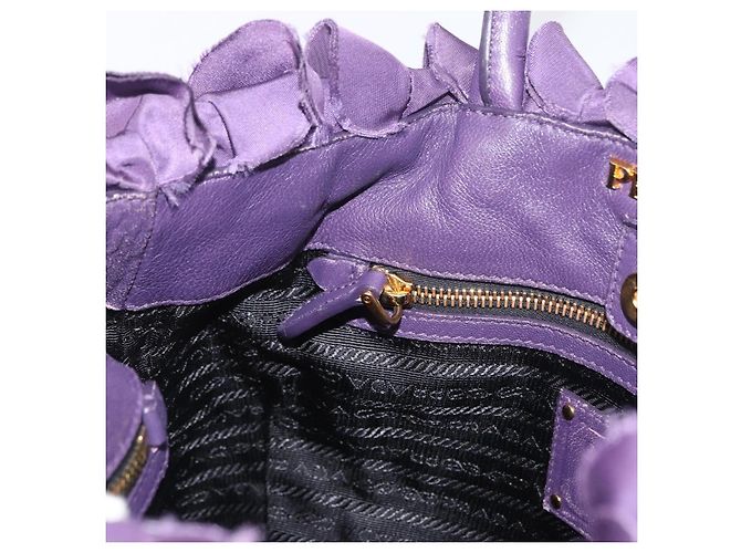 PRADA Borsa a mano in nylon pelle viola oro Auth 173998 D'oro Porpora - vista 20