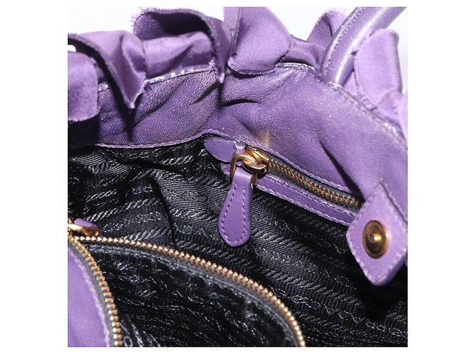 PRADA Borsa a mano in nylon pelle viola oro Auth 173998 D'oro Porpora - vista 22