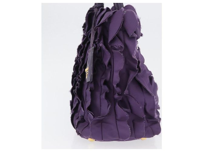 PRADA Borsa a mano in nylon pelle viola oro Auth 173998 D'oro Porpora - vista 3