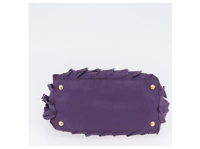 PRADA Borsa a mano in nylon pelle viola oro Auth 173998 D'oro Porpora - vista 5