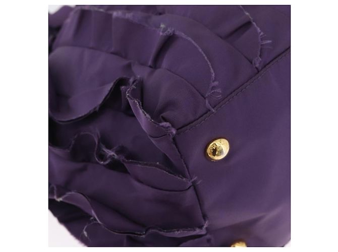 PRADA Borsa a mano in nylon pelle viola oro Auth 173998 D'oro Porpora - vista 9