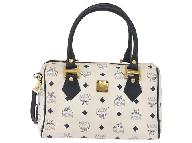 Borsa Boston MCM Vicetos Logogram in pelle PVC 2 in 1 Bianco Oro Auth hk3541 D'oro - vista 13