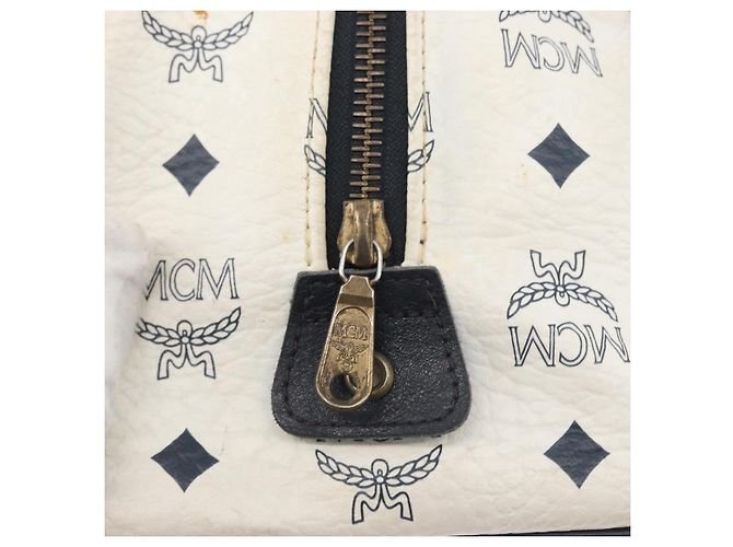 Borsa Boston MCM Vicetos Logogram in pelle PVC 2 in 1 Bianco Oro Auth hk3541 D'oro - vista 19