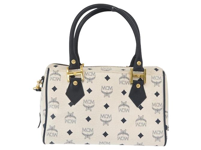 Borsa Boston MCM Vicetos Logogram in pelle PVC 2 in 1 Bianco Oro Auth hk3541 D'oro - vista 2