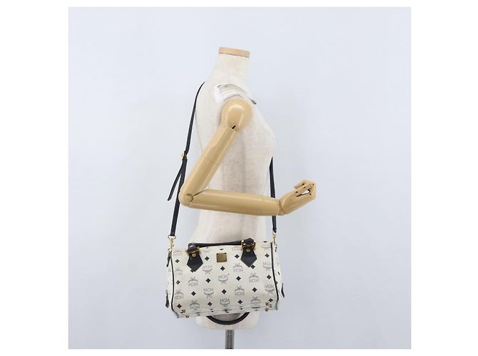 Borsa Boston MCM Vicetos Logogram in pelle PVC 2 in 1 Bianco Oro Auth hk3541 D'oro - vista 24