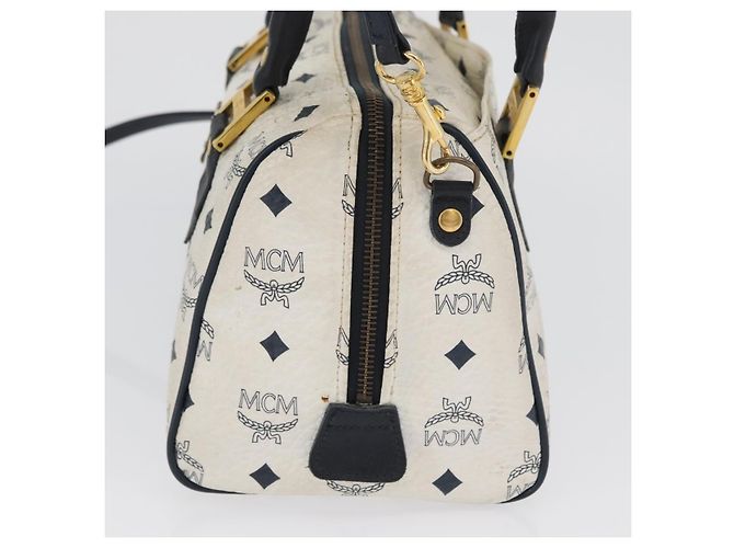 Borsa Boston MCM Vicetos Logogram in pelle PVC 2 in 1 Bianco Oro Auth hk3541 D'oro - vista 3