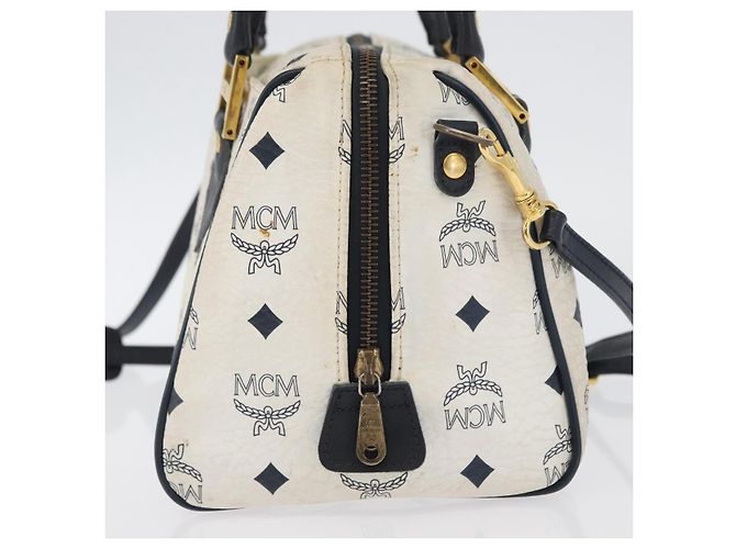 Borsa Boston MCM Vicetos Logogram in pelle PVC 2 in 1 Bianco Oro Auth hk3541 D'oro - vista 4