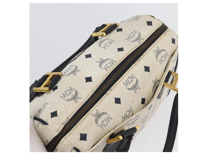 Borsa Boston MCM Vicetos Logogram in pelle PVC 2 in 1 Bianco Oro Auth hk3541 D'oro - vista 6