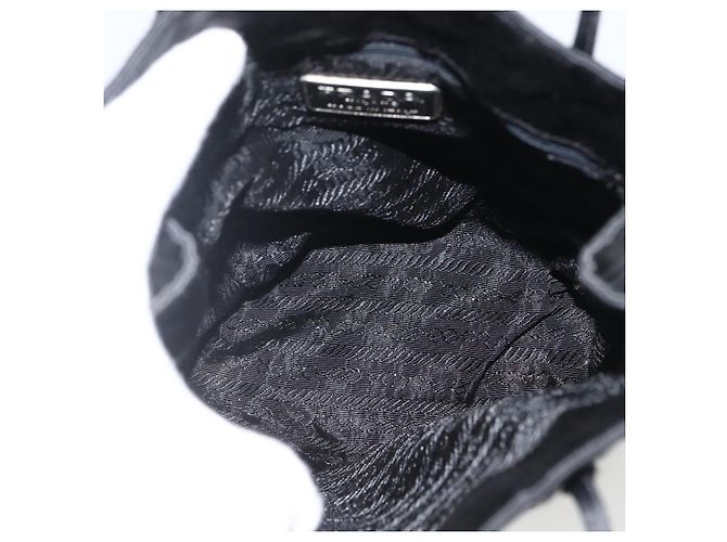 PRADA Borsa a Mano Satin Nera Auth 174000 Nero - vista 10