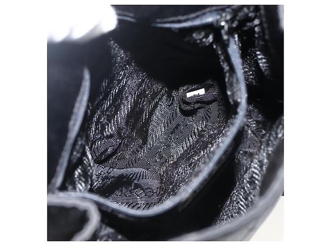 PRADA Borsa a Mano Satin Nera Auth 174000 Nero - vista 11