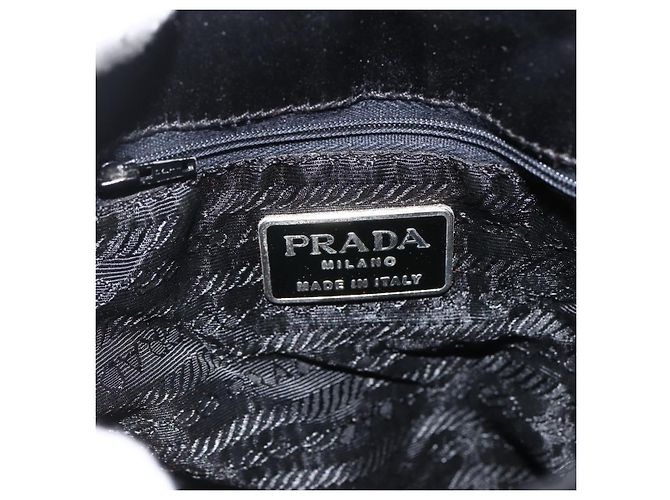 PRADA Borsa a Mano Satin Nera Auth 174000 Nero - vista 17