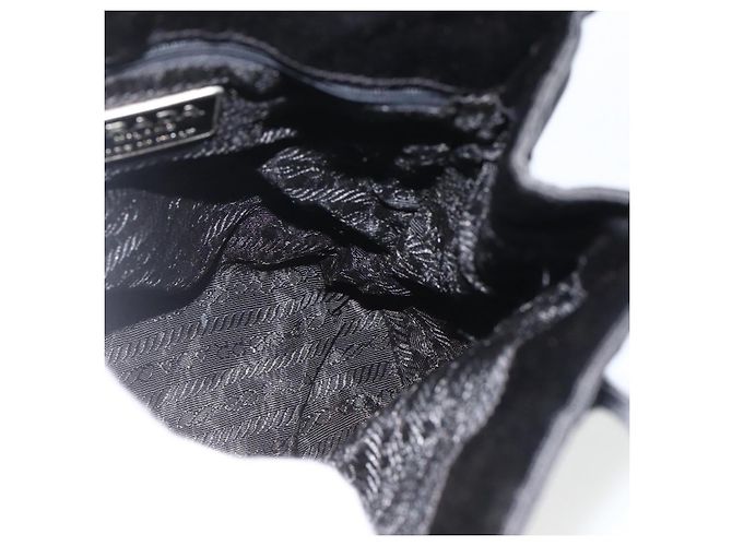 PRADA Borsa a Mano Satin Nera Auth 174000 Nero - vista 18