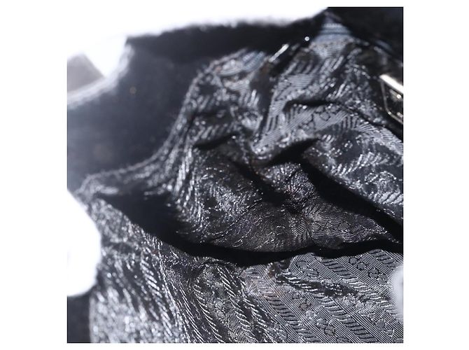 PRADA Borsa a Mano Satin Nera Auth 174000 Nero - vista 19