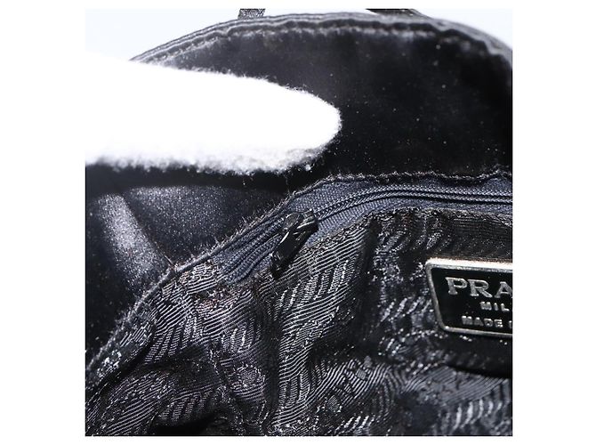 PRADA Borsa a Mano Satin Nera Auth 174000 Nero - vista 20
