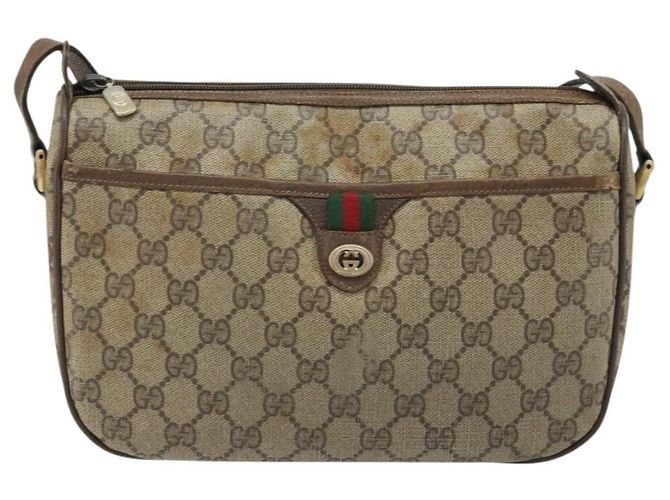 Borsa Sherry Line GG Supreme Web di GUCCI in PVC beige e oro 89 02 077 Auth ep13593 D'oro - vista 13