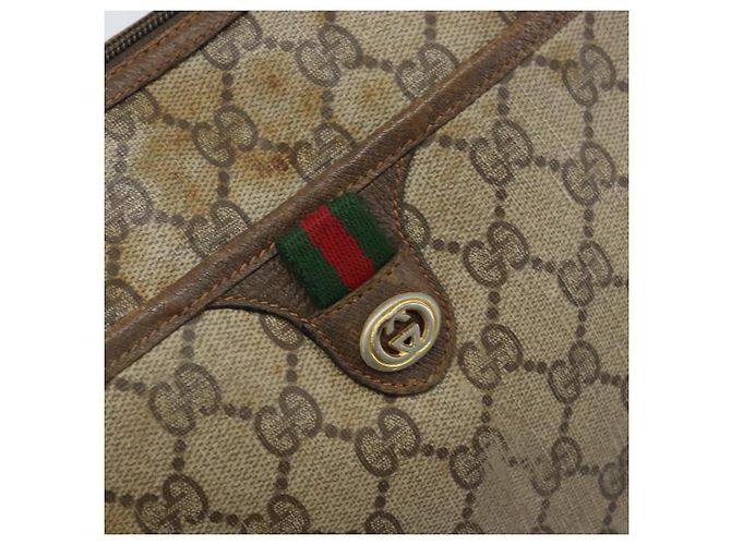 Borsa Sherry Line GG Supreme Web di GUCCI in PVC beige e oro 89 02 077 Auth ep13593 D'oro - vista 18