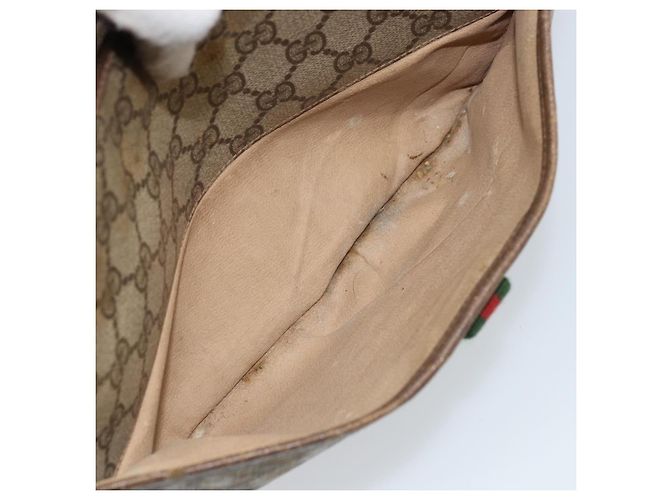 Borsa Sherry Line GG Supreme Web di GUCCI in PVC beige e oro 89 02 077 Auth ep13593 D'oro - vista 24