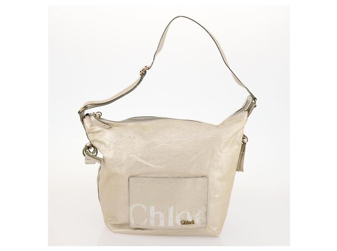 Chloé Borsa a Spalla Chloe in Pelle Nylon 2 Set Nero Oro Auth bs33358 D'oro - vista 10