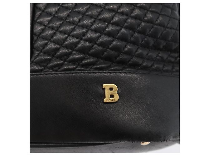 BALLY Borsa a Spalla Trapuntata in Pelle Nera e Oro Auth 160784 Nero D'oro - vista 17