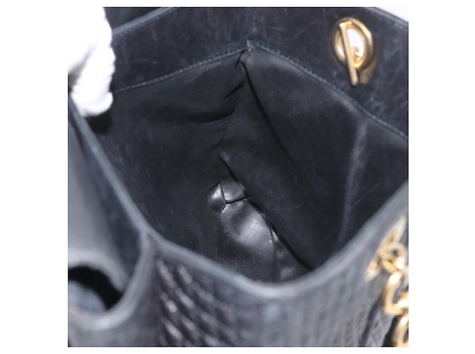 BALLY Borsa a Spalla Trapuntata in Pelle Nera e Oro Auth 160784 Nero D'oro - vista 22