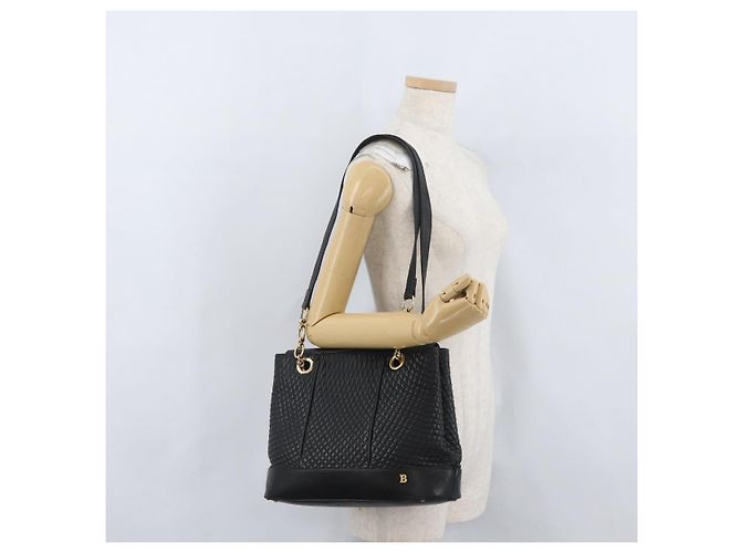 BALLY Borsa a Spalla Trapuntata in Pelle Nera e Oro Auth 160784 Nero D'oro - vista 25