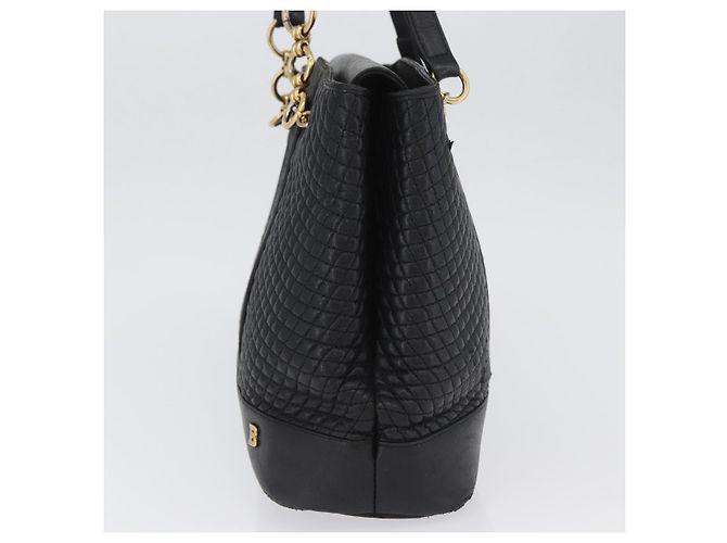 BALLY Borsa a Spalla Trapuntata in Pelle Nera e Oro Auth 160784 Nero D'oro - vista 3
