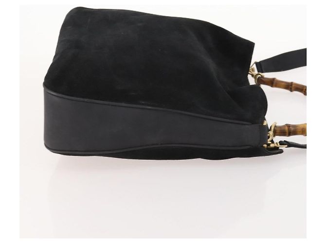 Bamboo Borsa a Spalla GUCCI in Camoscio 2 in 1 Nero Oro 001 2058 1577 Auth 171654 D'oro - vista 3