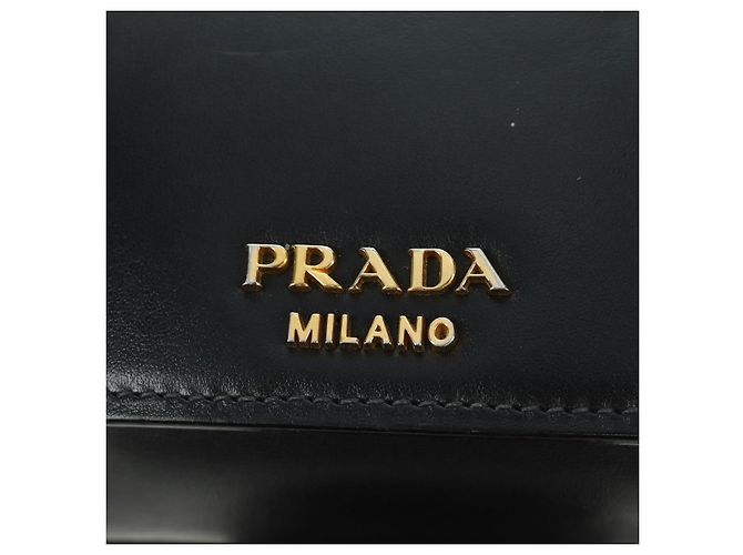 Prada Bolso de Hombro de Cuero Gris Dorado Auth 173314V Castaño - vista 19