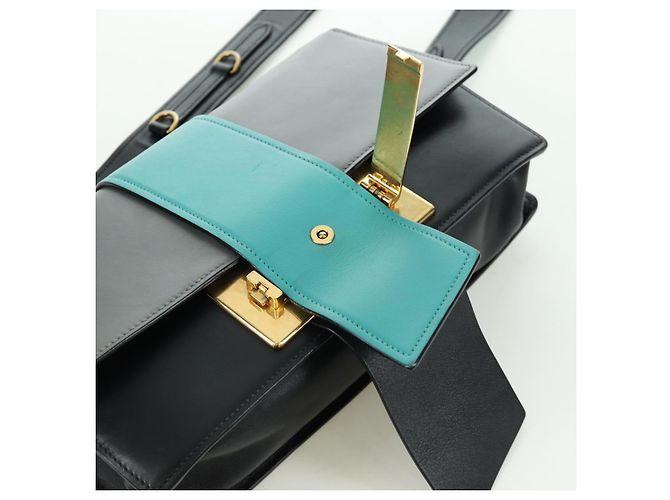 Prada Bolso de Hombro de Cuero Gris Dorado Auth 173314V Castaño - vista 21