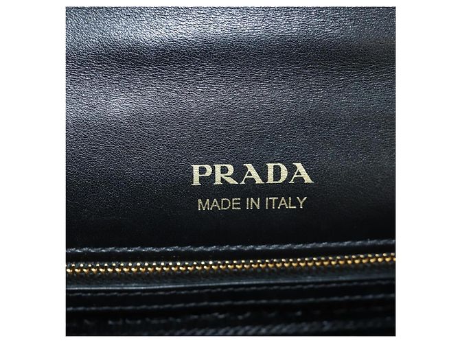 Prada Bolso de Hombro de Cuero Gris Dorado Auth 173314V Castaño - vista 22
