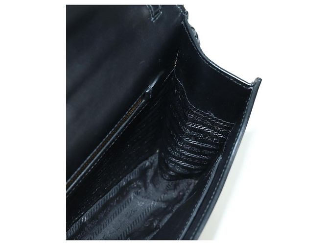 Prada Bolso de Hombro de Cuero Gris Dorado Auth 173314V Castaño - vista 23
