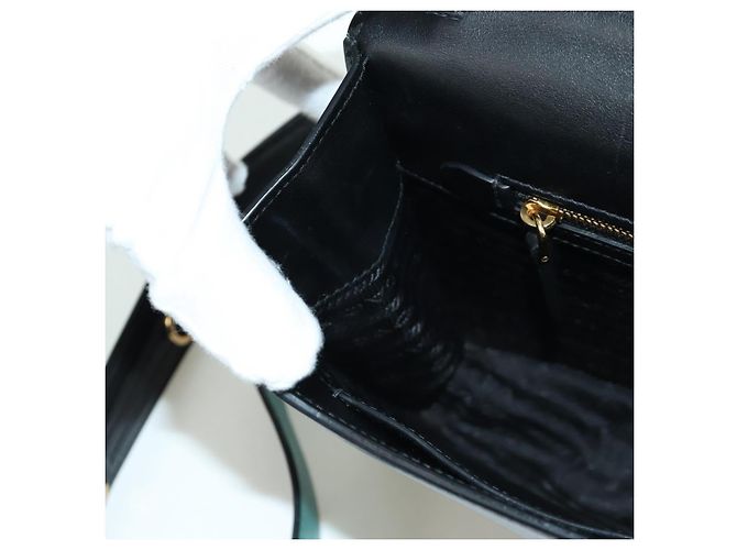 Prada Bolso de Hombro de Cuero Gris Dorado Auth 173314V Castaño - vista 24