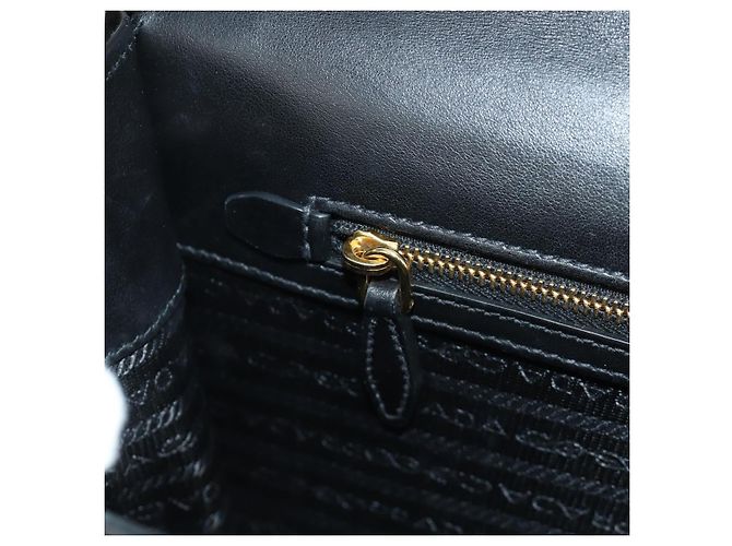 Prada Bolso de Hombro de Cuero Gris Dorado Auth 173314V Castaño - vista 25