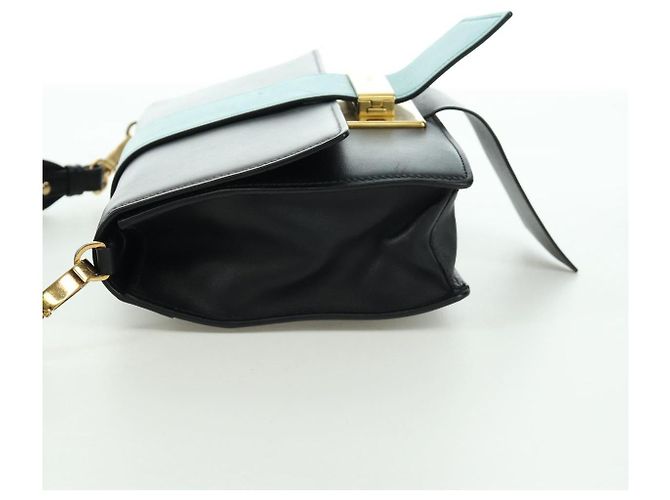 Prada Bolso de Hombro de Cuero Gris Dorado Auth 173314V Castaño - vista 3