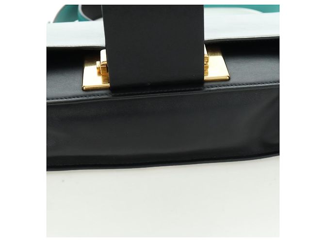 Prada Bolso de Hombro de Cuero Gris Dorado Auth 173314V Castaño - vista 6