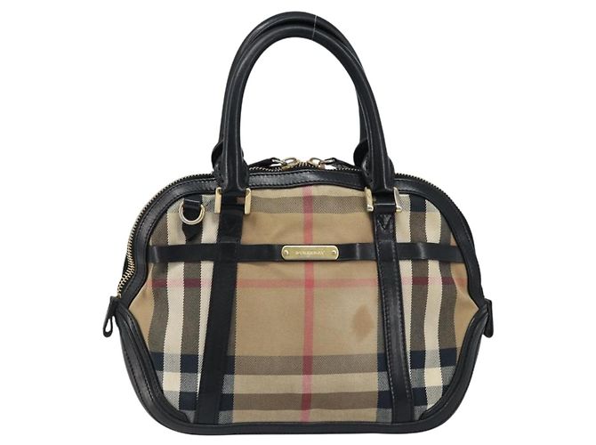 BURBERRY Nova Check Handtasche aus Canvas Beige Gold Auth 172387 - Ansicht 13