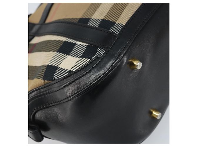 BURBERRY Nova Check Handtasche aus Canvas Beige Gold Auth 172387 - Ansicht 15